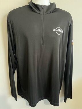 Sport-Tek Size XL Black Hard Rock Casino Hotel 1/4 Zip Long Sleeve Shirt